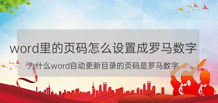 word里的页码怎么设置成罗马数字 为什么word自动更新目录的页码是罗马数字？